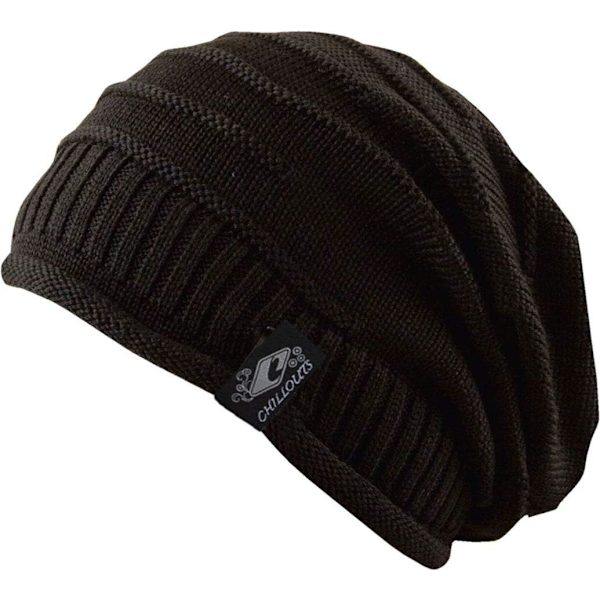 Lang beanie lue svart - trendy strikke lue, dame herre strikke lue unisex, 2013, skihue, vinterlue