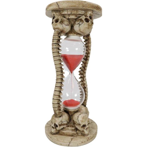 Ebros Gave Gotisk Alkymi Kirkegård 4 Kranier Med Skelet Rygsøjle Knogler Dekorative Sand Timer Figur Ossuarium Makaber Sandtimer Accent