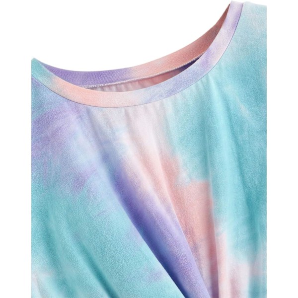 Kvinners Casual Twist Front Kort Ermet Avling T-skjorte