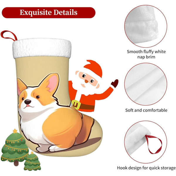 Sød Corgi Butt Print Jule Strømpe Xmas Ornament Pejs Hængende Jule Sokker til Familie Ferie Xmas Party Dekorationer 45 cm