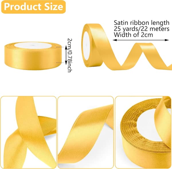 Presentband i satin, rött, 22 m x 20 mm brett, för bröllop, pyssel, presentinslagning, bröllopsdekoration (rött)