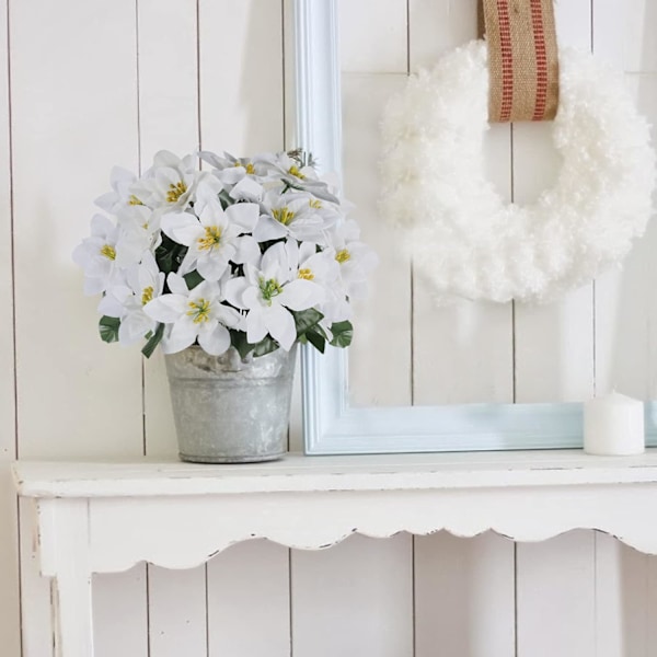 10 stj konstgjorda julblommor julstjärnor buskar siden julstjärnor blommor