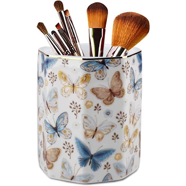 Jwest n-hållare, Cermic Shiny Gold Grphic Butterfly Pttern ncil Cup för flickor barn kvinnor Durble Stnd Desk Orgnizer Mkeup Brush Holder Butterfly