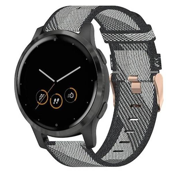 Til Garmin Vivoactive 4s 18mm Nylon Flettet Rem Grey