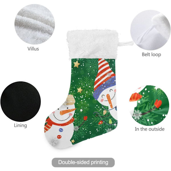 Julklapp, Personliga Julklappsstrumpor 2-pack Snögubbe Julgran Snöflingor Grön 18 tum Julstrumpor Hängande Ornament