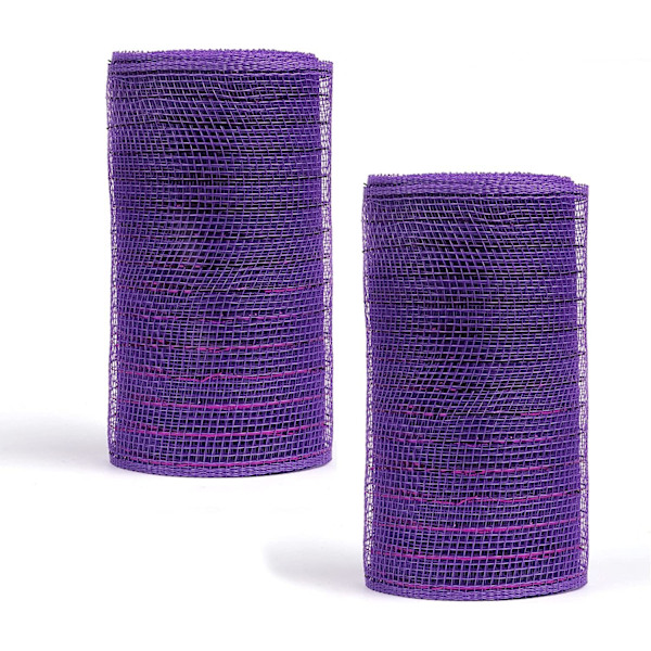 2 Pakke 10\" Metallic Poly Mesh Bånd (Totalt 20 Yards, Lilla)