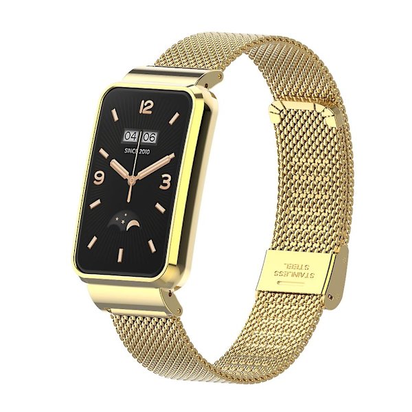 Milanese rem + etui til Xiaomi Mi Band 7 Pro i rustfrit stål, åndbar armbånd, udskiftningsrem til håndled til Mi Band 7 Pro-rem Gold