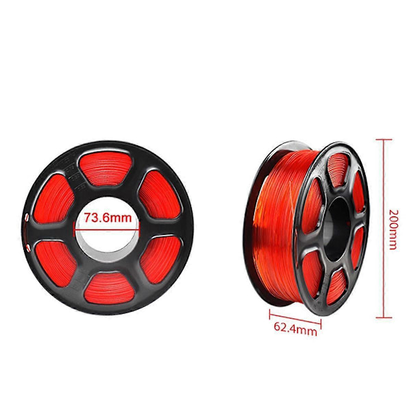 PLA 3D-printer Filament, Nøje Spolede PLA Filament 1.75mm Passer til de fleste FDM 3D-printere, 1KG Spole PLA Filament Rød