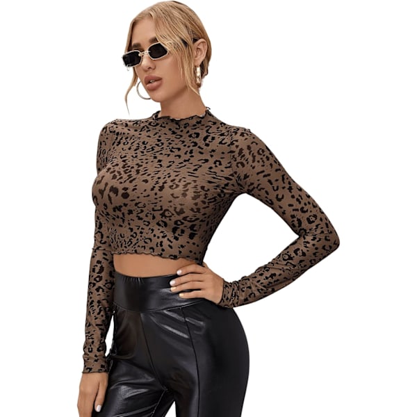 Kvinders Langærmet Mesh-skjorte Gennemsigtig Top Bluse