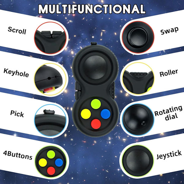 Original Stress Relief Controller - 8-funksjonsleke m/ snor - Angstdempende
