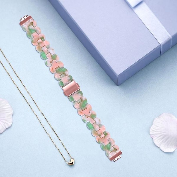 Til Fitbit Inspire 2 / Inspire Oval Resin Watch Band UOU Pink Green Flower