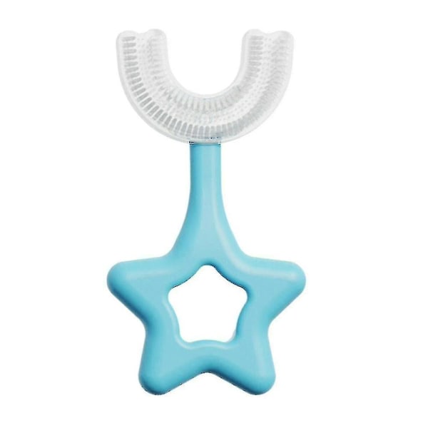 Børne blød U-formet silikone 360 ​​grader grundig rengøring tandbørste, blå stjerne stil