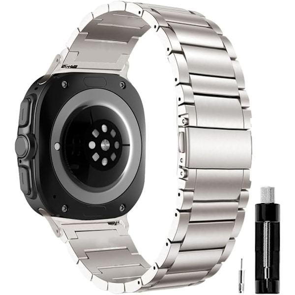 Premium Titanium Band Kompatibel med Galaxy Watch Ultra Band 47MM, Uppgraderat Klassiskt Business Men Titanium Ersättnings Watch Bands Rem för