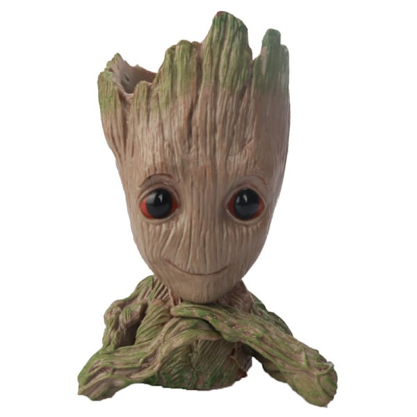 Groot-pynt, trefigurer, blomsterpotter, penneholdere