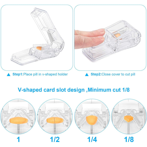 2 stk pillekutter, profesjonell pilledeler for å kutte små piller