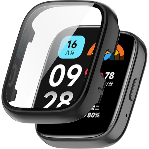 PC Full Coverage Skyddande Skärmskydd Fodral Avsett (för Xiaomi Redmi Watch 3 Active) / (Watch 3 Lite) Smartwatch Tillbehör (Svart