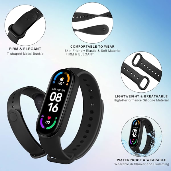 2-pack silikonremmar för Xiaomi Mi Band 5/6 och Amazfit Band 5