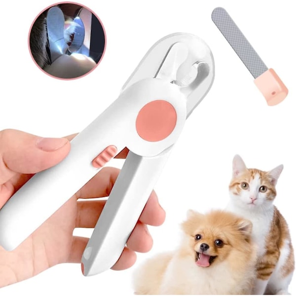Dog Nail Clipper, Dog Claw Clipper, Professionell Grooming Tool med LED-ljus och Dog Nagelfil