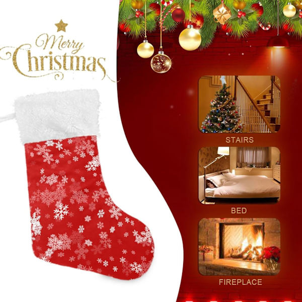 Julklapp, Personliga Julklappsstrumpor 2-pack Vinter Jul Snöflingor 45,7 cm Julstrumpor Hängande Ornament Eldstad för
