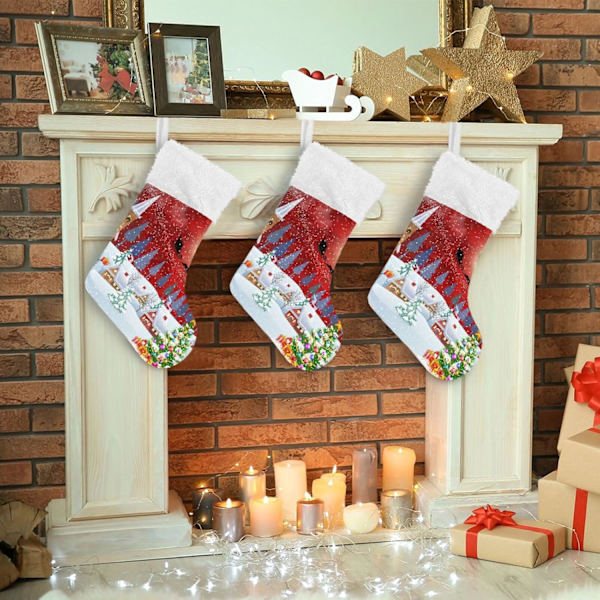 Julklapp, Personliga Julklappsstrumpor 2-pack Snögubbe Julgran Snö 45,7 cm Julstrumpor Hängande Ornament Eldstad