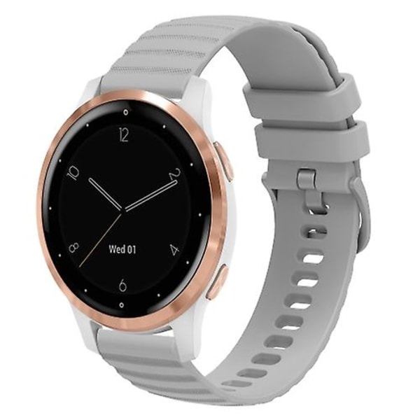 För Garmin Vivoactive 4s 18mm Wavy Dotted Solid-color Silikon Armband CJV Gray