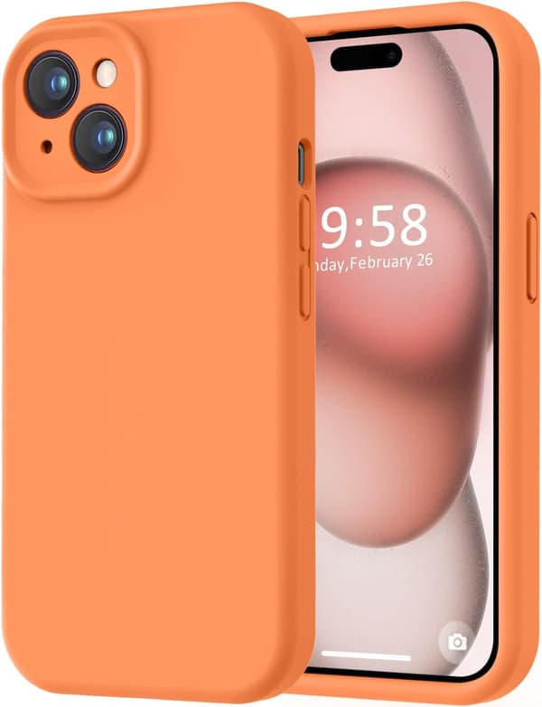 Glat silikone iPhone 15 cover med fuld kamerabeskyttelse -