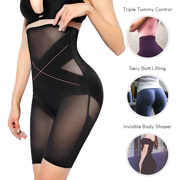 Tummy Control Body Shaper Shorts - Høy midje lår slankende truser Shapewear