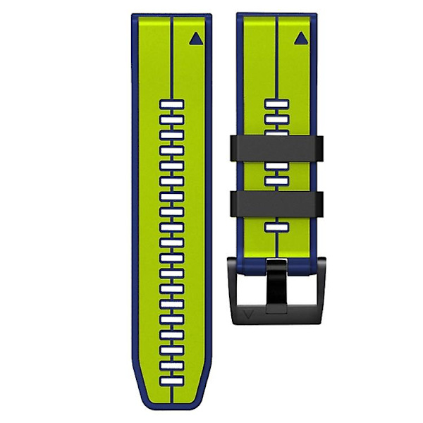 For Garmin Fenix 7x lodrette striber to-farvet silikone urrem LUL Limes Dark Blue