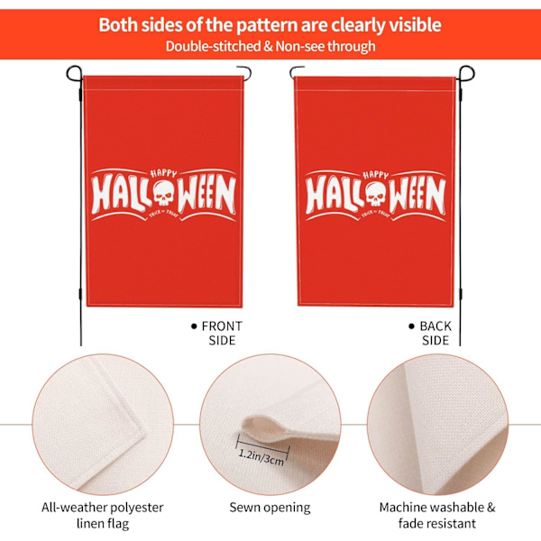 Halloween Trick or Treaters Hageflagg for utendørs 12x18 tommer tosidig slitesterk vår sommer hageflagg uteplass banner hjem pleninnredning svart svart