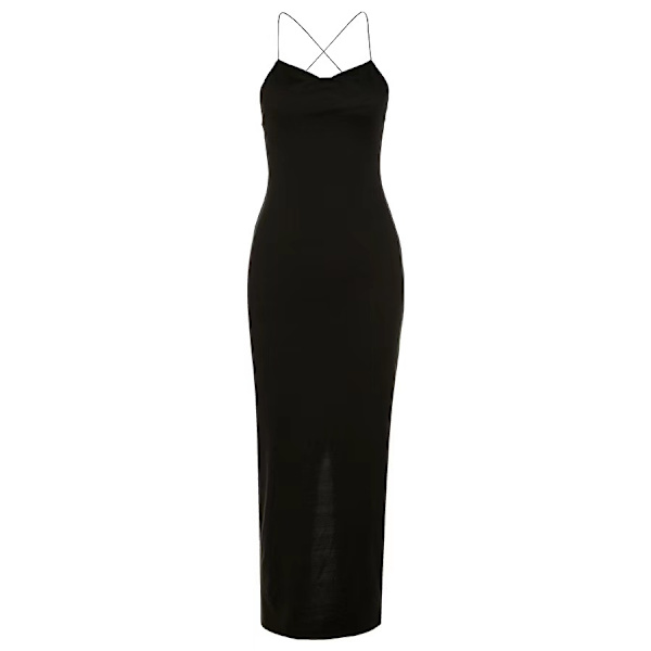Slim Fit Solid Split Klänning