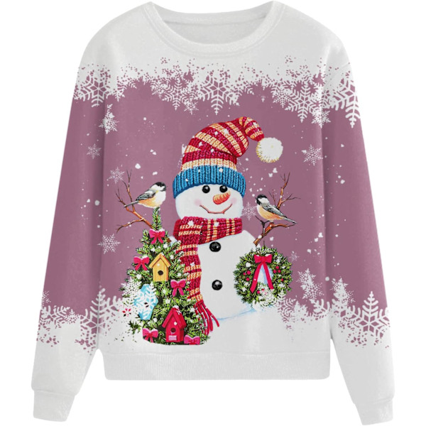 Julklapp Grafiskt Tryckta Sweatshirts för Kvinnor Oversize Jultröja