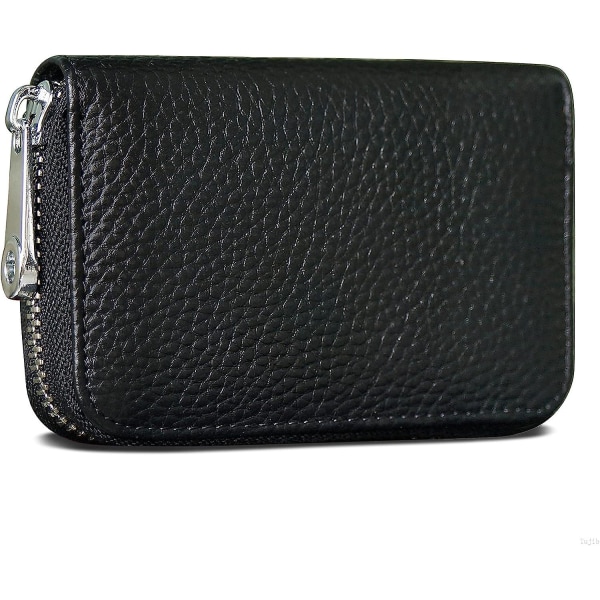 Kreditkortshållare Rfid-blockerande äkta läder Mini Kreditkortsplånboksväska med dragkedja