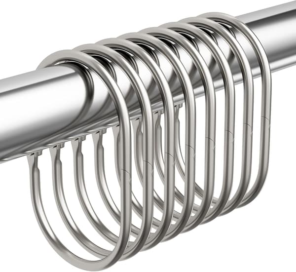 Duschdraperiringar, Duschdraperikrokar 12 st Anti-Drop Duschringar för Draperi, Metall Duschdraperiringar Rostfria, Borstad Nickel Dusch