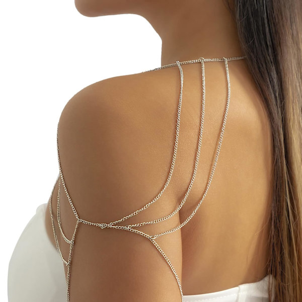 Enkel axelkedja halsband metall tofs skiktad övre