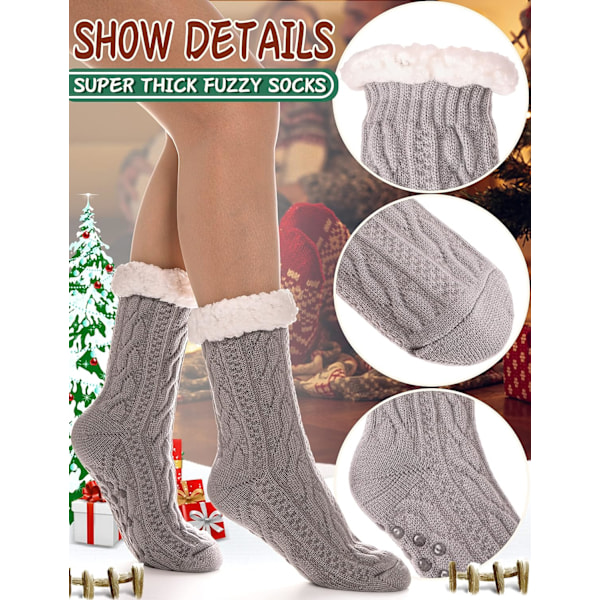 Damtofflor Fuzzy Socks Fluffy Cozy Cabin Varm Vinter Mjuk Tjock Bekväm Fleece