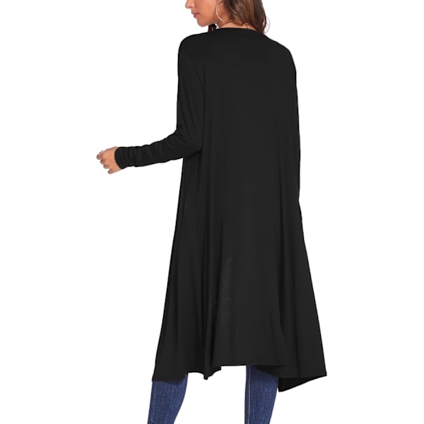 Kvinder Plus Størrelse Lang Åben Front Drape Maxi Cardigan Letvægts Duster Lang
