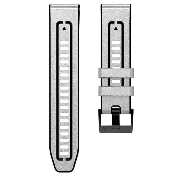 For Garmin Fenix 7 Quick Release Silikone Læder Rem HTK White