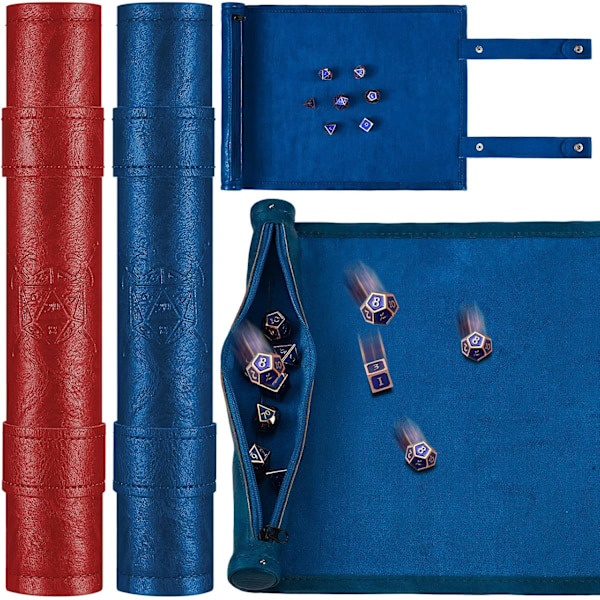 Dice Mat Tray Rolling Mat with Zipper PU Leather Folding Scroll Dice