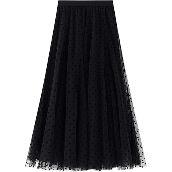 Kvinde Tulle Nederdele Høj Talje Lagdelt Blomstermønstret A-Linje Maxi Hem Nederdele