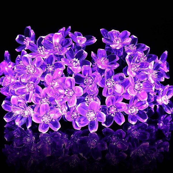 Fairy Flower String Lights Lilla Dekorative Lys 33 Fod 100LED Stjerneformet Kirsebærblomst Belysning, Blomsterlampe til Jul Halloween Bryllup