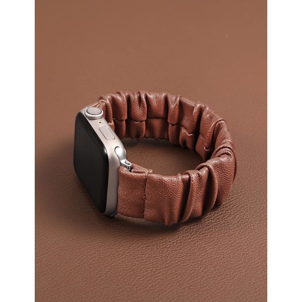 Strækbar læderrem, der er kompatibel med Apple Watch Band Scrunchie