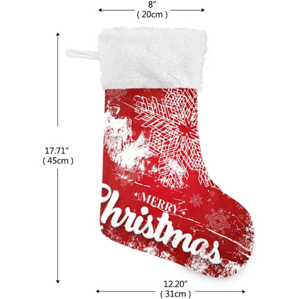 Julklapp, Personliga Julklappsstrumpor 2-pack Jul Vit Snöflinga Röd 45,7 cm Julstrumpor Hängande Ornament Eldstad för