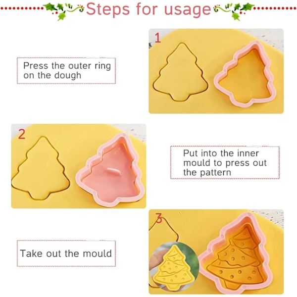 Jul Cookie Cutters (Set om 8, Jul Rosa-A)