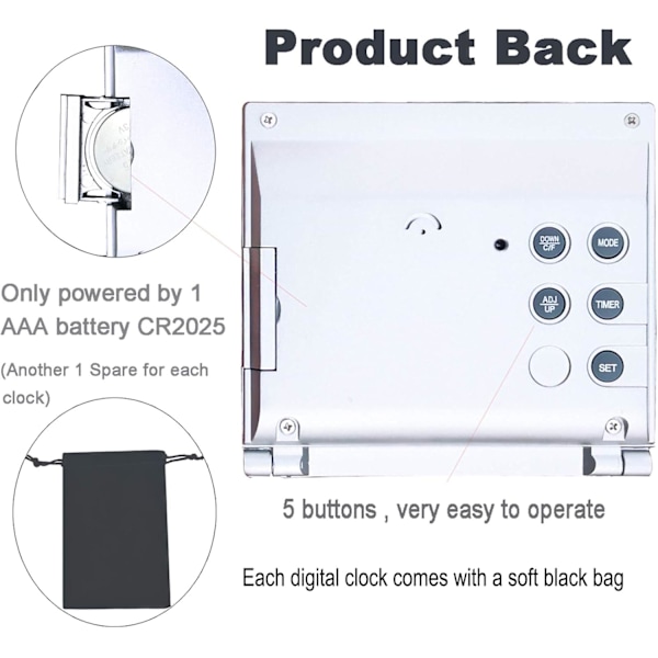 Rejseklokke, Slim Compact Multifunktions digitalt alarm