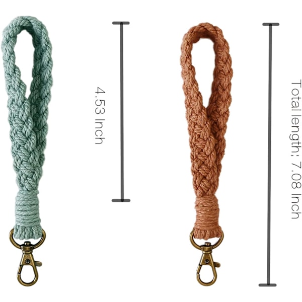 2 stk Nøkkelring Armbånd Håndlaget Wristlet Nøkkelring Nøkkelring