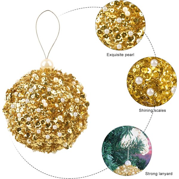 4,25\" Julgranskulor, 4-pack Guld Shatterproof Juldekorationer