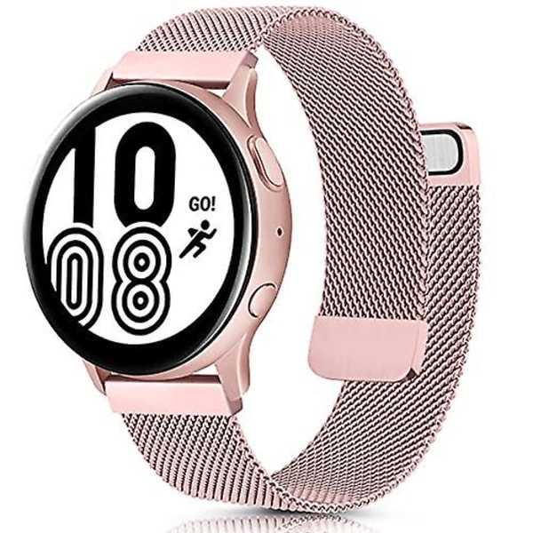 Milanese-rem för Samsung Galaxy Watch 4 Active 2 Huawei Watch Gt2 Magnetiskt spänne Metall Andningsbart armband för Amazfit Gtr Rose pink Active 2 40mm-44mm