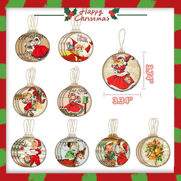 Jul Trä Ornament Ren Trä Hänge 27PCS Jul Trä
