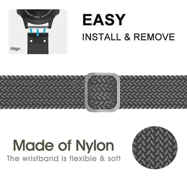 Justerbar nylon flettet elasticitet urrem til Garmin Fenix 7 SOX Colorful Denim