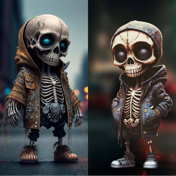 Seje skeletfigurer statue cool     hjemmeindretning sød kranie mini figur samleobjekter DIY håndværk til skrivebordsdekorationer (stil 4 stk) stil 4 stk